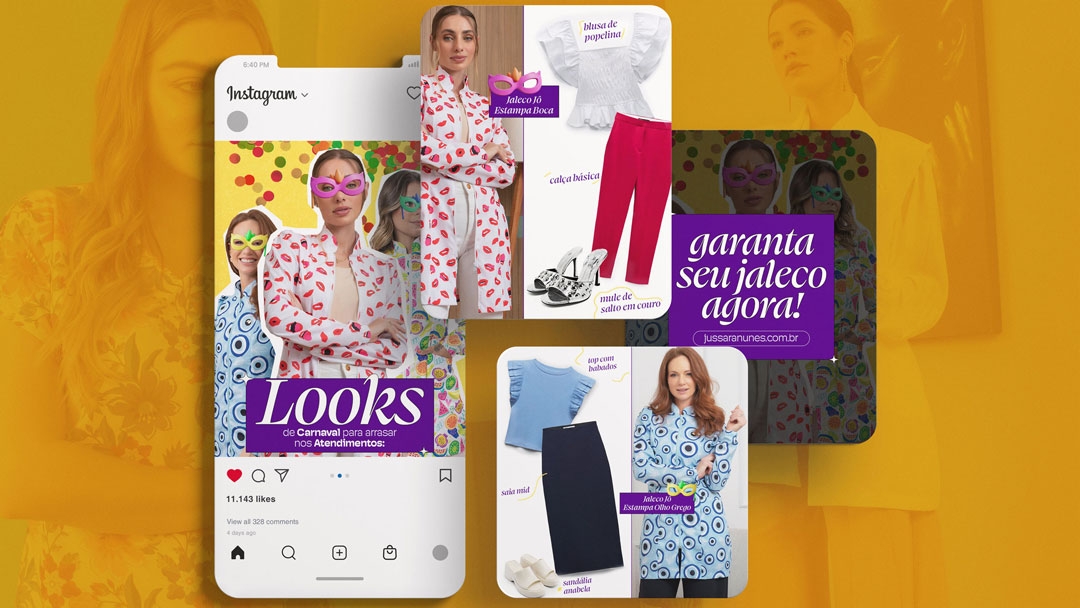 Carrossel de Conteúdo para Carnaval Jussara Nunes Jalecos