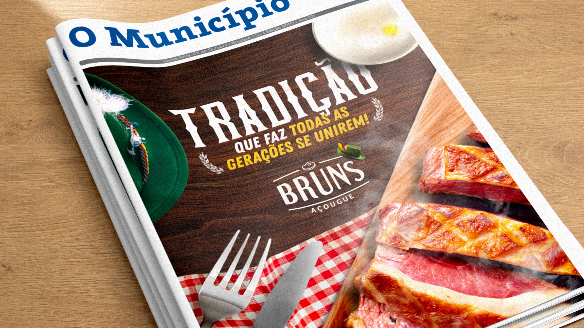 Arte para Jornal e divulgação do Açougue Bruns na Fenarreco em Brusque