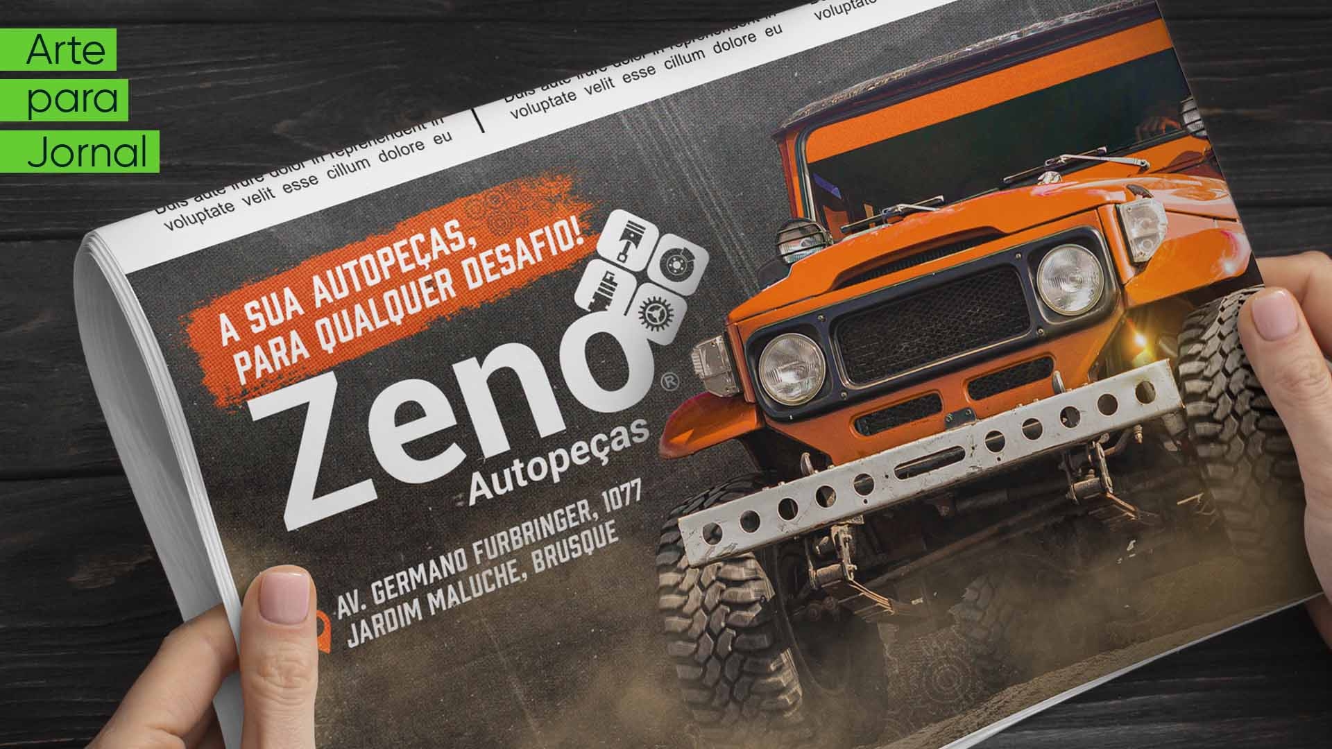 Artes para Divulgação em Jornal e Redes Sociais para a Zeno Autopeças