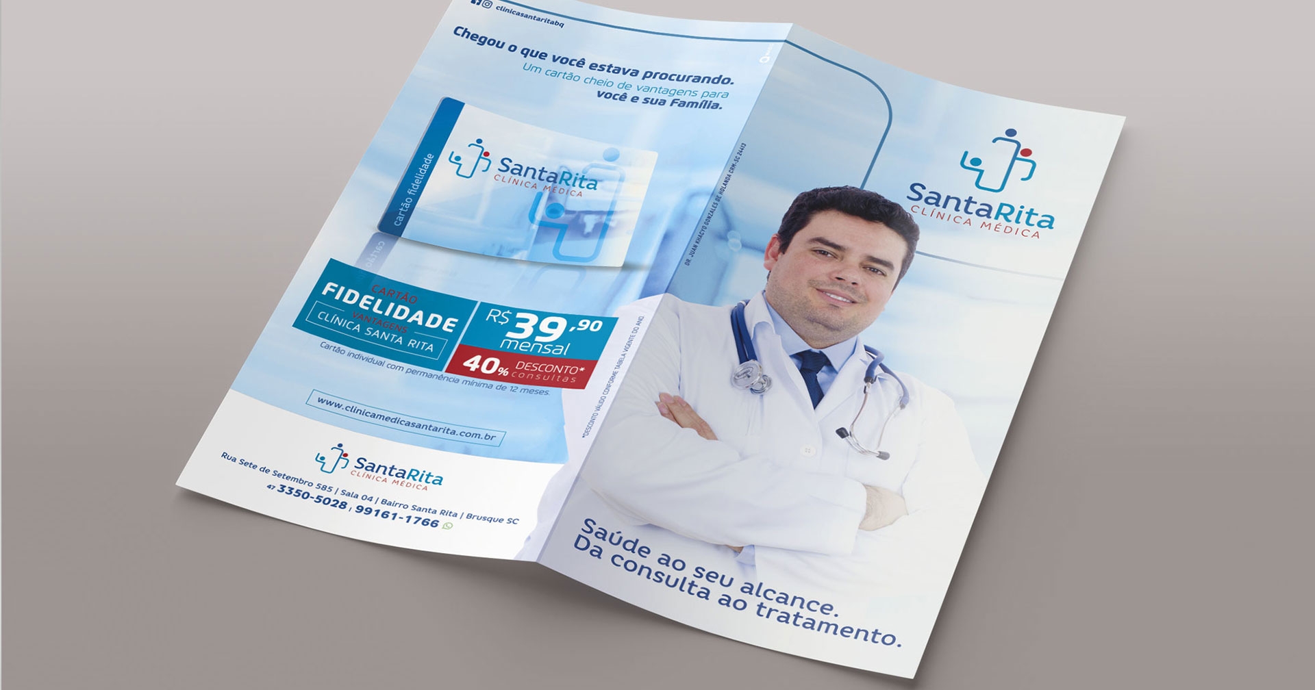 Criação de Folder e Cartão Fidelidade para Clínica Santa Rita