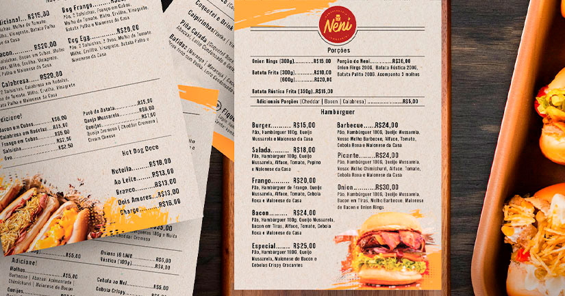 Novo Cardápio Hamburgueria do Neni